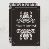 白黒誕生日のパーティの招待状 招待状 (正面/裏面)