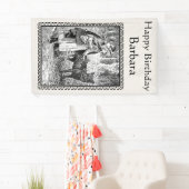 白黒誕生日スケッチレッドライディングフードウルフ 横断幕 (インサイチュ)