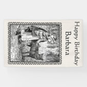 白黒誕生日スケッチレッドライディングフードウルフ 横断幕 (横)