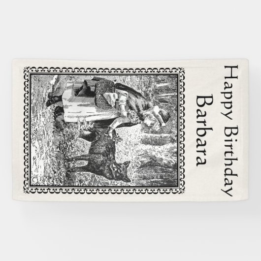 白黒誕生日スケッチレッドライディングフードウルフ 横断幕 (横)