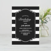 白黒誕生日ディナーストライプの 招待状 (スタンド正面)