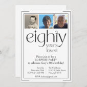 白黒誕生日パーティーへの招待 招待状 (正面/裏面)