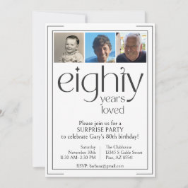 白黒誕生日パーティーへの招待 招待状