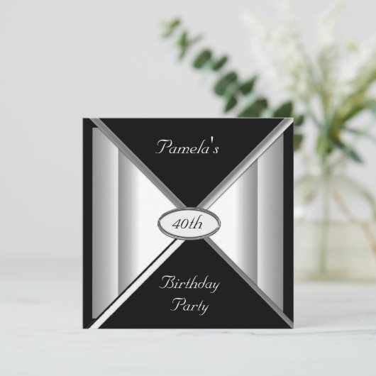 白黒誕生日パーティーへの招待 招待状 (スタンド正面)