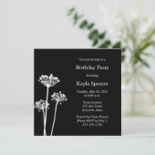 白黒誕生日モダンパーティーの招待状 招待状 (スタンド正面)