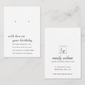 白黒誕生日友人イヤリング表示カード プレイスカード (正面/裏面)