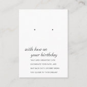 白黒誕生日友人イヤリング表示カード プレイスカード (正面)