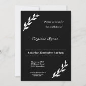 白黒誕生日招待状とオーナメント 招待状 (正面)