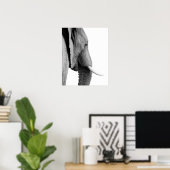 白黒象の野生アフリカ動物の写真 ポスター (ホームオフィス)