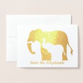 白黒象 箔カード (封筒付き正面)