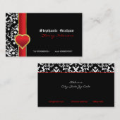 白黒赤いハート名刺 名刺 (正面/裏面)