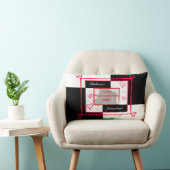 白黒赤くモダンな愛ハートの写真フレーム ランバークッション (椅子)