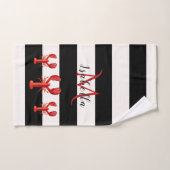 白黒赤ストライプロブスターモノグラム バスタオルセット (ハンドタオル)