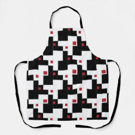 白黒赤モダンヴィンテージパッチワーク エプロン