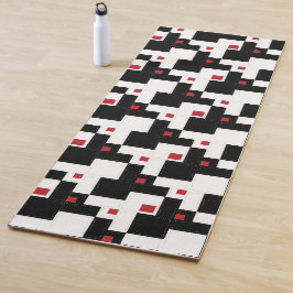 白黒赤モダンヴィンテージパッチワーク ヨガマット