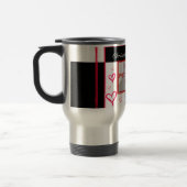 白黒赤モダン愛ハート写真フレーム トラベルマグ (左)