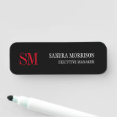 白黒赤手書きモノグラムミニマル 名札 (インサイチュ)