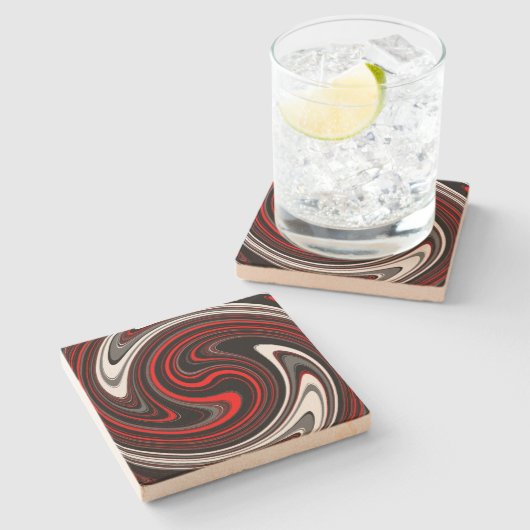 白黒赤絵を描旋回 ストーンコースター (横)