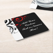 白黒赤逆旋回パーソナライズされた スクエアペーパーコースター (アングル)