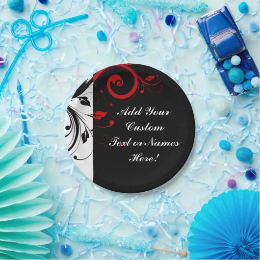 白黒赤逆旋回パーソナライズされた ペーパープレート (パーティー)