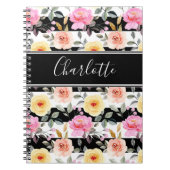 白黒赤面イエローピンクフローラスクリプト名 ノートブック (正面)