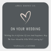 白黒赤面ラブハート結婚のギフトキャンドル スクエアシール (正面)