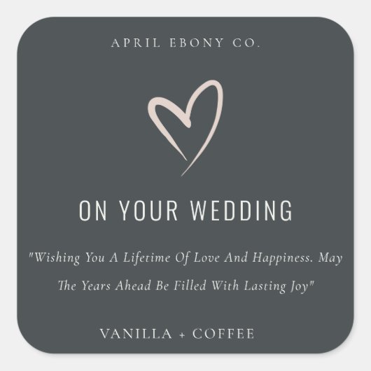 白黒赤面ラブハート結婚のギフトキャンドル スクエアシール (正面)