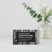 白黒超高層ビル建築 名刺 (スタンド正面)