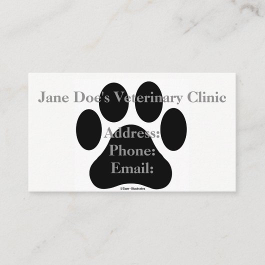 白黒足のプリントの名刺のテンプレート 名刺 (正面)