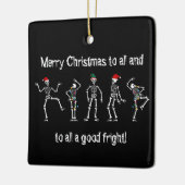 白黒踊りクリスマススケルトン セラミックオーナメント (左)