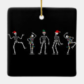 白黒踊りクリスマススケルトン セラミックオーナメント (裏面)