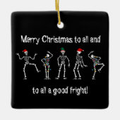 白黒踊りクリスマススケルトン セラミックオーナメント (正面)