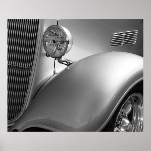 白黒車の写真 ポスター (正面)