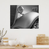 白黒車の写真 ポスター (キッチン)