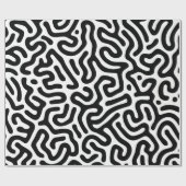 白黒迷路模様線装飾モード ラッピングペーパー (フラット)