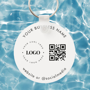 白黒追加カスタムビジネスロゴQrコードスキャン キーホルダー