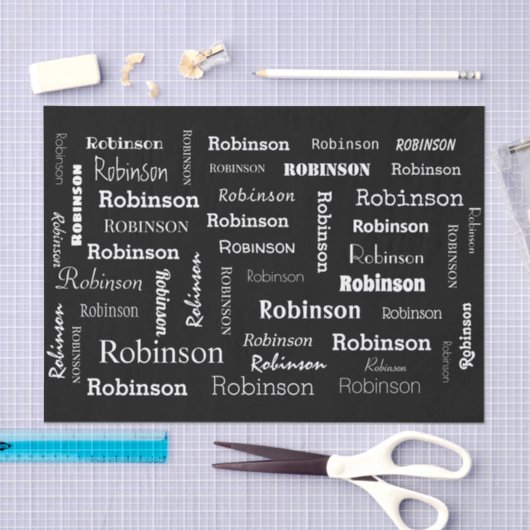 白黒追加名パーソナライズされた 薄葉紙 (クラフト)