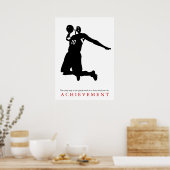 白黒達成やる気を起こさせるバスケットボール ポスター (キッチン)