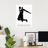 白黒達成やる気を起こさせるバスケットボール ポスター (ホームオフィス)