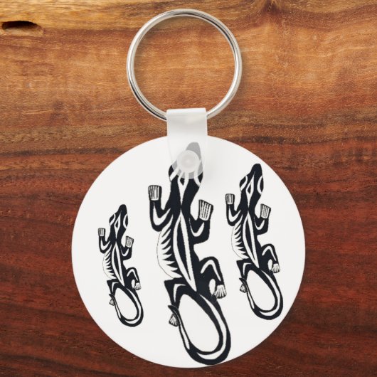 白黒部族スタイルのトカゲ キーホルダー (正面)