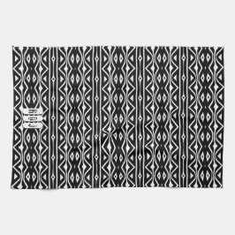 白黒部族パターン：モノグラムキッチンデコール キッチンタオル