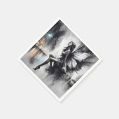 白黒都市生活超現実童話の街 スタンダードカクテルナプキン (角)