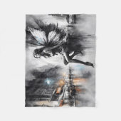 白黒都市生活超現実童話の街 フリースブランケット (正面)