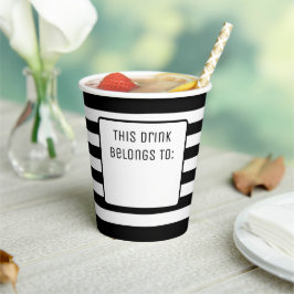 白黒酒ストライプの「この飲み物は飲み物」 紙コップ