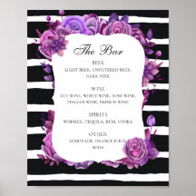 白黒酒結婚バー。紫のフローラ