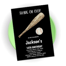 白黒野球誕生日招待状 招待状