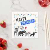 白黒野生パーティー動物誕生日 スタンダードカクテルナプキン (インサイチュ)
