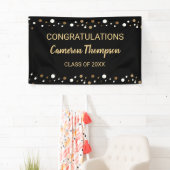 白黒金ゴールドおめでとうカスタム卒業 横断幕 (インサイチュ)