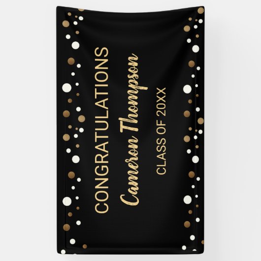 白黒金ゴールドおめでとうカスタム卒業 横断幕 (縦)