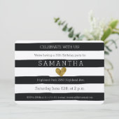 白黒金ゴールドのハート 招待状 (スタンド正面)